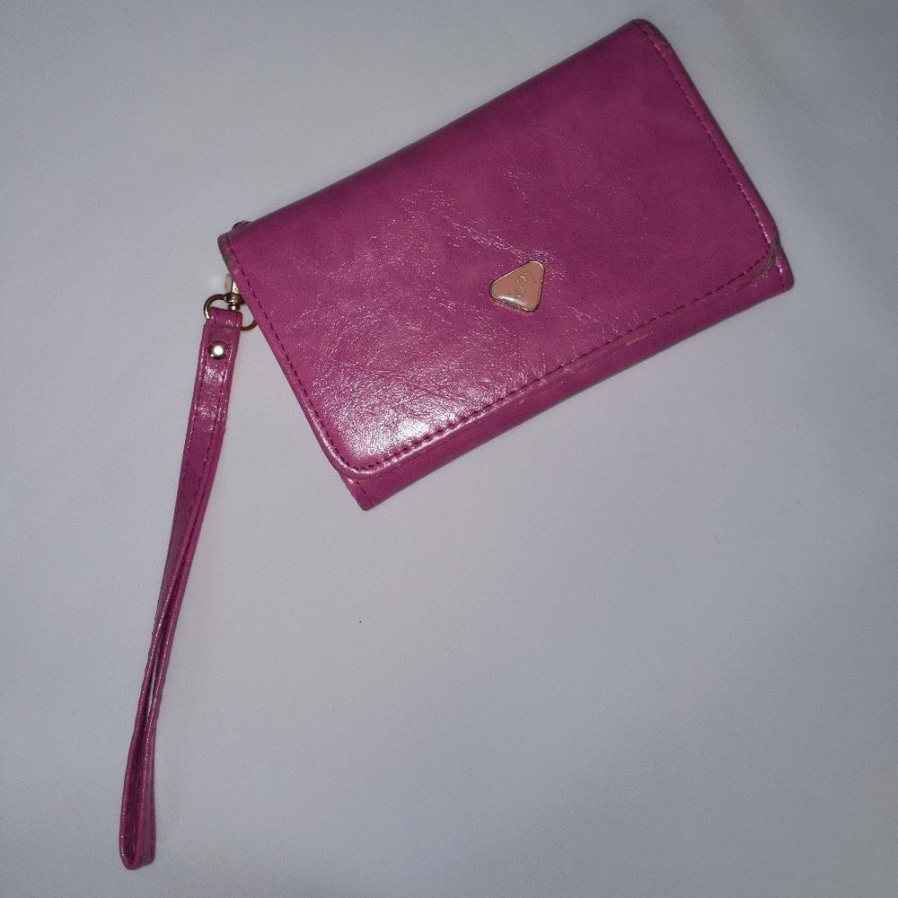 Purple pink faux leather phone wallet